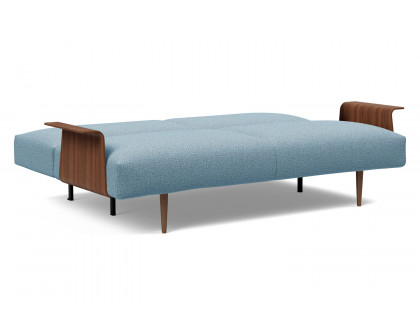 Innovation Living Frode Dark Styletto Sofa Bed Walnut Arms - 525 Mixed Dance Light Blue