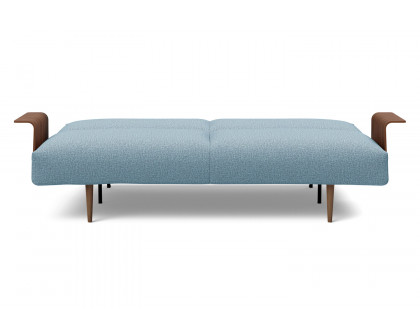 Innovation Living Frode Dark Styletto Sofa Bed Walnut Arms - 525 Mixed Dance Light Blue