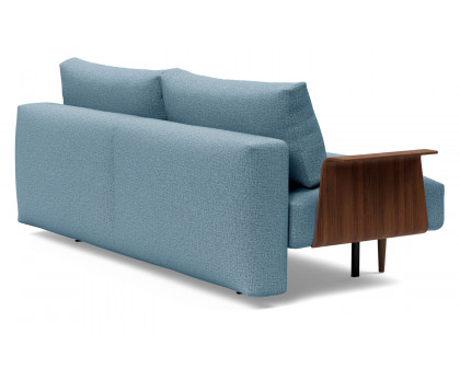 Innovation Living Frode Dark Styletto Sofa Bed Walnut Arms - 525 Mixed Dance Light Blue