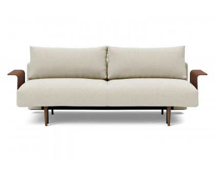 Innovation Living Frode Dark Styletto Sofa Bed Walnut Arms - 527 Mixed Dance Natural