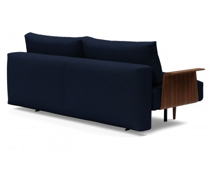 Innovation Living Frode Dark Styletto Sofa Bed Walnut Arms - 528 Mixed Dance Blue