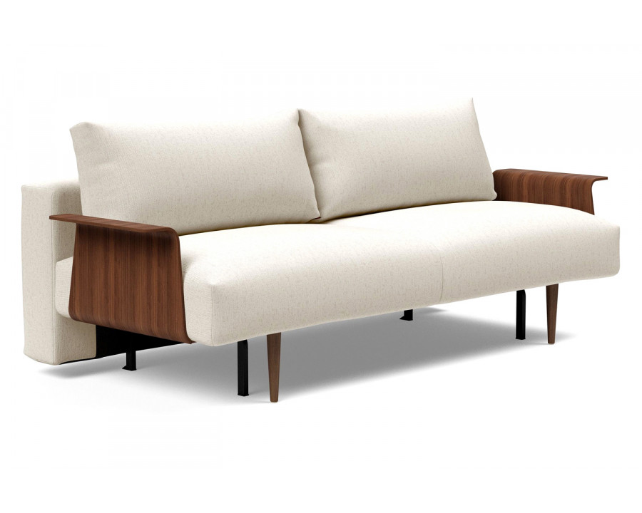 Innovation Living Frode Dark Styletto Sofa Bed Walnut Arms - 531 Bouclé Off White