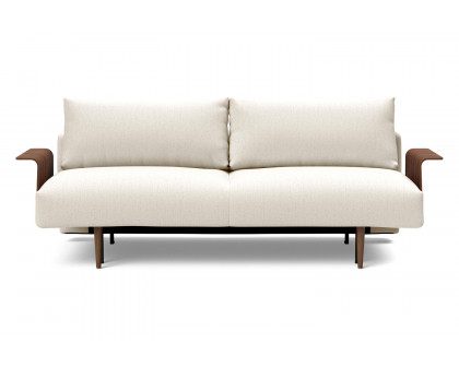 Innovation Living Frode Dark Styletto Sofa Bed Walnut Arms - 531 Bouclé Off White