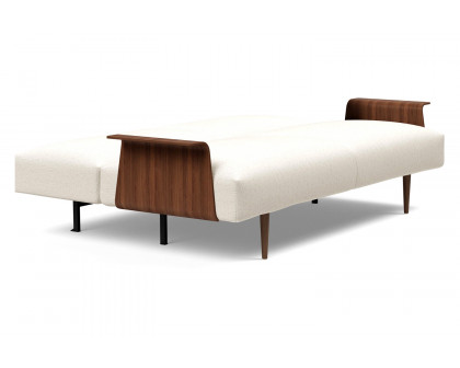 Innovation Living Frode Dark Styletto Sofa Bed Walnut Arms - 531 Bouclé Off White