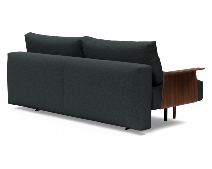 Innovation Living Frode Dark Styletto Sofa Bed Walnut Arms - 534 Bouclé Black Raven