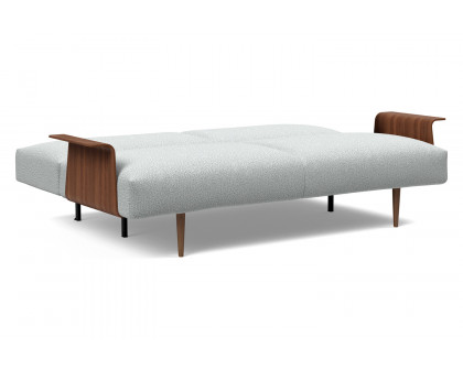 Innovation Living Frode Dark Styletto Sofa Bed Walnut Arms - 538 Melange Light Gray