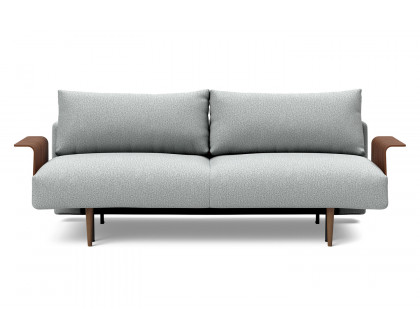 Innovation Living Frode Dark Styletto Sofa Bed Walnut Arms - 538 Melange Light Gray