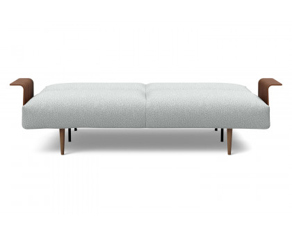 Innovation Living Frode Dark Styletto Sofa Bed Walnut Arms - 538 Melange Light Gray