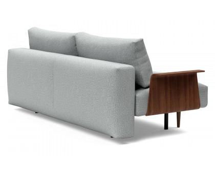 Innovation Living Frode Dark Styletto Sofa Bed Walnut Arms - 538 Melange Light Gray