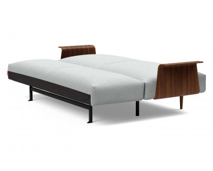 Innovation Living Frode Dark Styletto Sofa Bed Walnut Arms - 538 Melange Light Gray