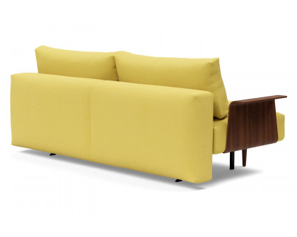 Innovation Living Frode Dark Styletto Sofa Bed Walnut Arms - 554 Soft Mustard Flower