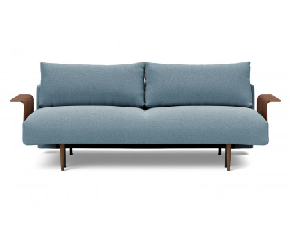 Innovation Living Frode Dark Styletto Sofa Bed Walnut Arms - 558 Soft Indigo