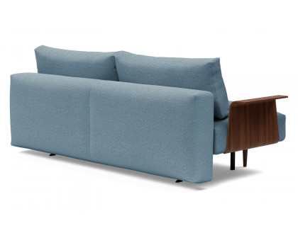 Innovation Living Frode Dark Styletto Sofa Bed Walnut Arms - 558 Soft Indigo