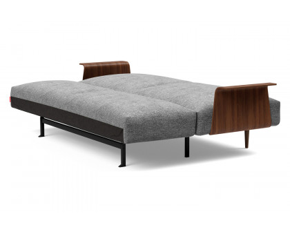 Innovation Living Frode Dark Styletto Sofa Bed Walnut Arms - 563 Twist Charcoal