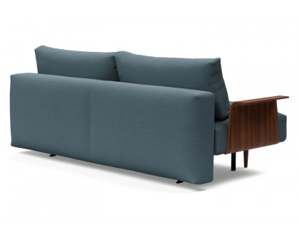 Innovation Living Frode Dark Styletto Sofa Bed Walnut Arms - 573 Vivus Dusty Blue