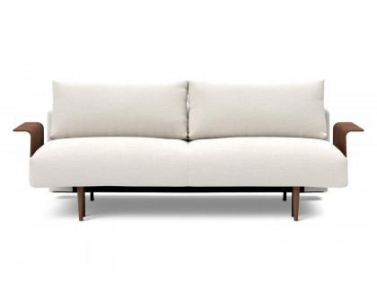 Innovation Living Frode Dark Styletto Sofa Bed Walnut Arms - 574 Vivus Dusty Off White