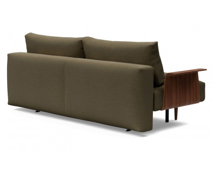 Innovation Living Frode Dark Styletto Sofa Bed Walnut Arms - 575 Vivus Dusty Olive