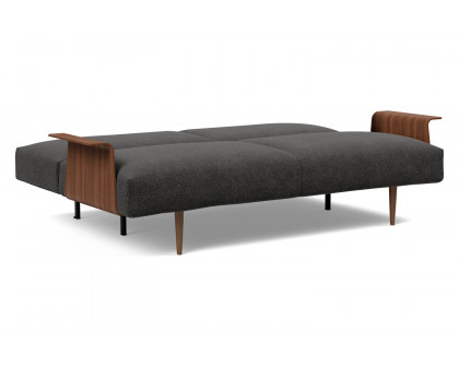 Innovation Living Frode Dark Styletto Sofa Bed Walnut Arms - 577 Kenya Dark Gray