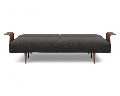 Innovation Living Frode Dark Styletto Sofa Bed Walnut Arms - 577 Kenya Dark Gray