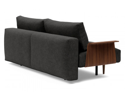 Innovation Living Frode Dark Styletto Sofa Bed Walnut Arms - 577 Kenya Dark Gray