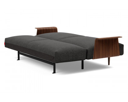 Innovation Living Frode Dark Styletto Sofa Bed Walnut Arms - 577 Kenya Dark Gray