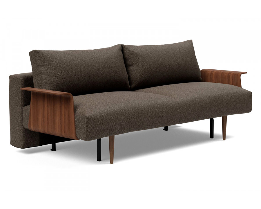 Innovation Living Frode Dark Styletto Sofa Bed Walnut Arms - 578 Kenya Taupe