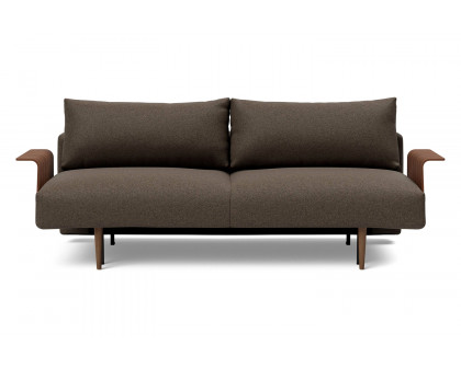 Innovation Living Frode Dark Styletto Sofa Bed Walnut Arms - 578 Kenya Taupe