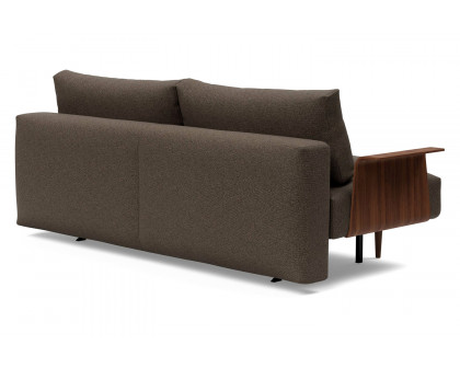 Innovation Living Frode Dark Styletto Sofa Bed Walnut Arms - 578 Kenya Taupe