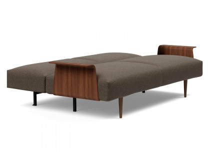 Innovation Living Frode Dark Styletto Sofa Bed Walnut Arms - 578 Kenya Taupe