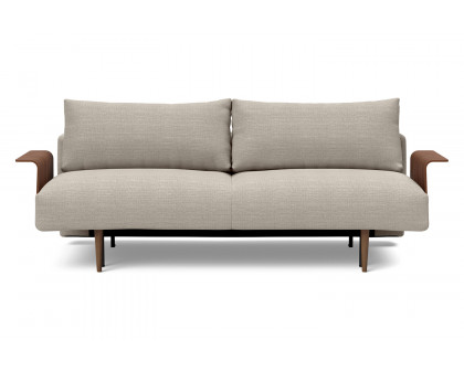 Innovation Living Frode Dark Styletto Sofa Bed Walnut Arms - 579 Kenya Gravel