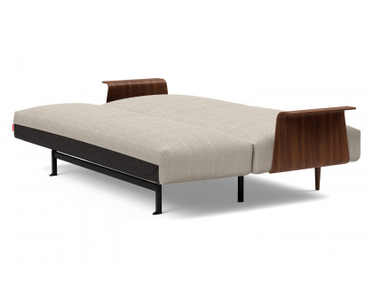 Innovation Living Frode Dark Styletto Sofa Bed Walnut Arms - 579 Kenya Gravel