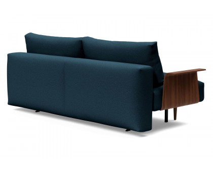 Innovation Living Frode Dark Styletto Sofa Bed Walnut Arms - 580 Argus Navy Blue