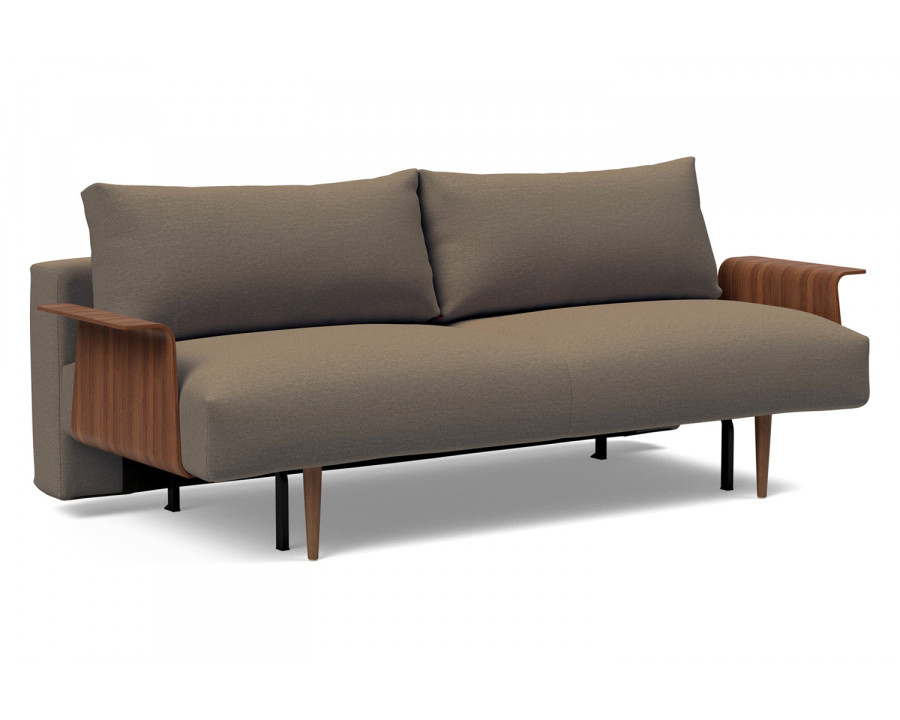 Innovation Living Frode Dark Styletto Sofa Bed Walnut Arms - 585 Argus Brown