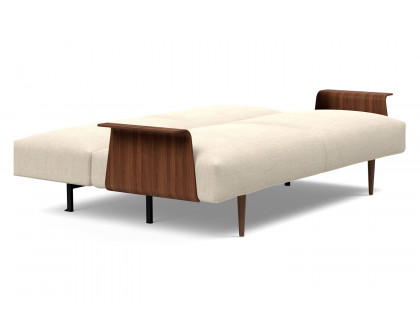 Innovation Living Frode Dark Styletto Sofa Bed Walnut Arms - 586 Phobos Latte