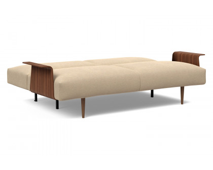 Innovation Living Frode Dark Styletto Sofa Bed Walnut Arms - 587 Phobos Mocha