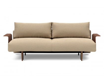 Innovation Living Frode Dark Styletto Sofa Bed Walnut Arms - 587 Phobos Mocha