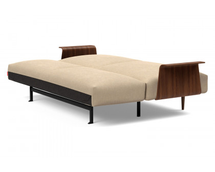 Innovation Living Frode Dark Styletto Sofa Bed Walnut Arms - 587 Phobos Mocha