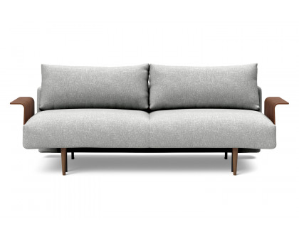 Innovation Living Frode Dark Styletto Sofa Bed Walnut Arms - 590 Micro Check Gray