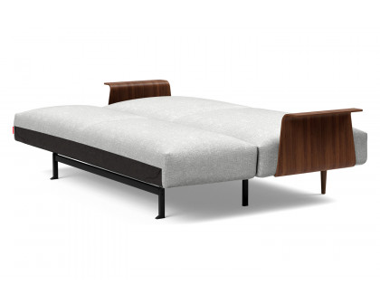 Innovation Living Frode Dark Styletto Sofa Bed Walnut Arms - 590 Micro Check Gray