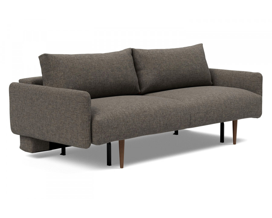 Innovation Living Frode Dark Styletto Sofa Bed Upholstered Arms - 216 Flashtex Dark Gray