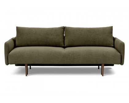 Innovation Living Frode Dark Styletto Sofa Bed Upholstered Arms - 316 Cordufine Pine Green