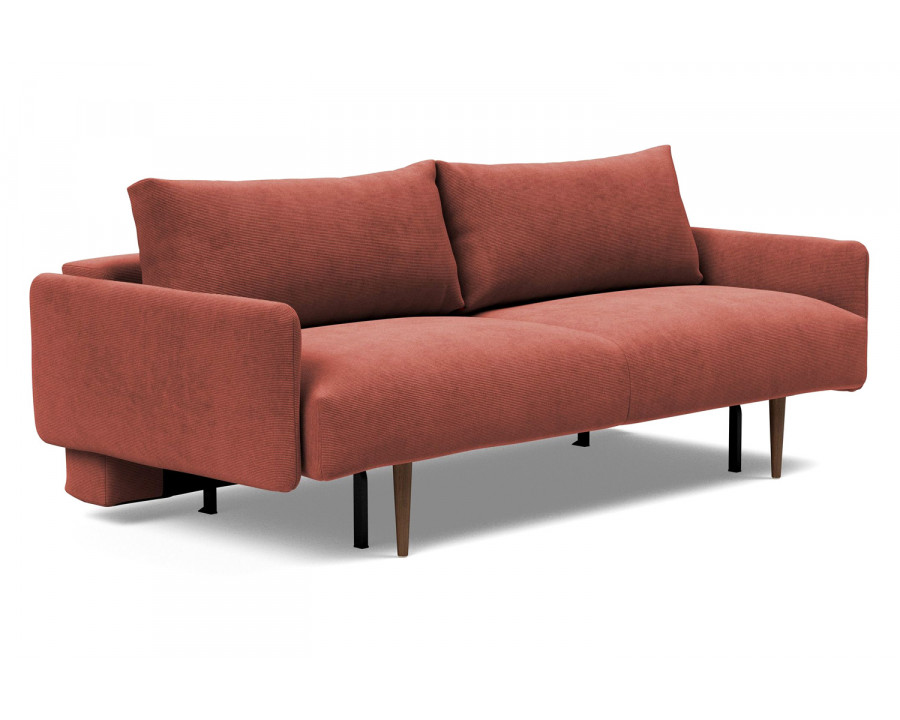 Innovation Living Frode Dark Styletto Sofa Bed Upholstered Arms - 317 Cordufine Rust