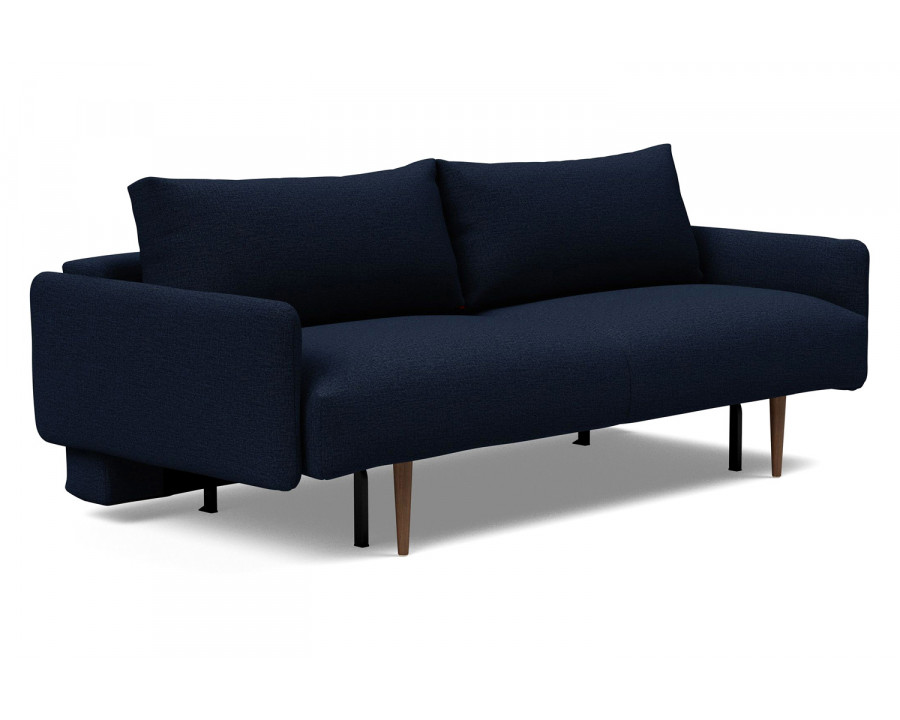 Innovation Living Frode Dark Styletto Sofa Bed Upholstered Arms - 528 Mixed Dance Blue