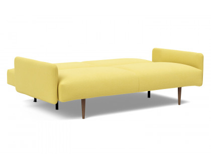 Innovation Living Frode Dark Styletto Sofa Bed Upholstered Arms - 554 Soft Mustard Flower