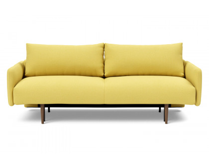 Innovation Living Frode Dark Styletto Sofa Bed Upholstered Arms - 554 Soft Mustard Flower