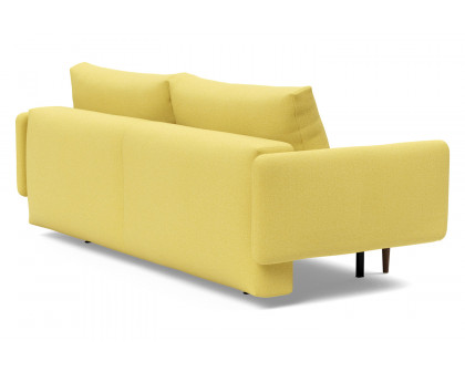 Innovation Living Frode Dark Styletto Sofa Bed Upholstered Arms - 554 Soft Mustard Flower