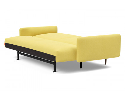 Innovation Living Frode Dark Styletto Sofa Bed Upholstered Arms - 554 Soft Mustard Flower