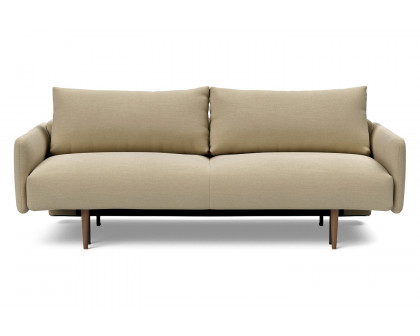 Innovation Living Frode Dark Styletto Sofa Bed Upholstered Arms - 571 Vivus Dusty Sand