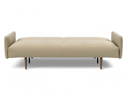 Innovation Living Frode Dark Styletto Sofa Bed Upholstered Arms - 571 Vivus Dusty Sand