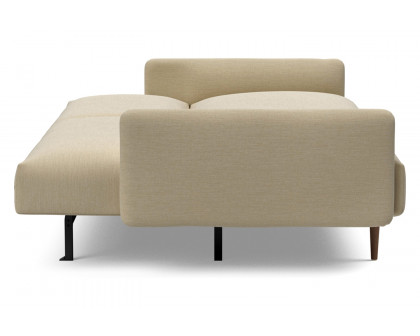 Innovation Living Frode Dark Styletto Sofa Bed Upholstered Arms - 571 Vivus Dusty Sand